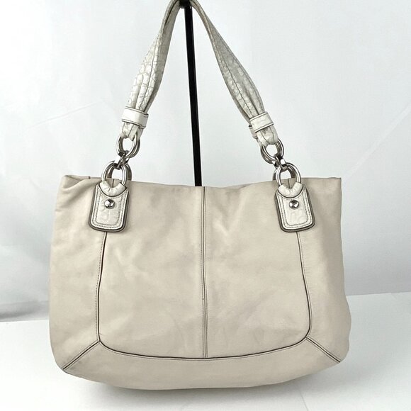 Coach Leather Purse Handbag Satchel Kristin Spectator Bag Beige 16810 Large - Picture 2 of 11